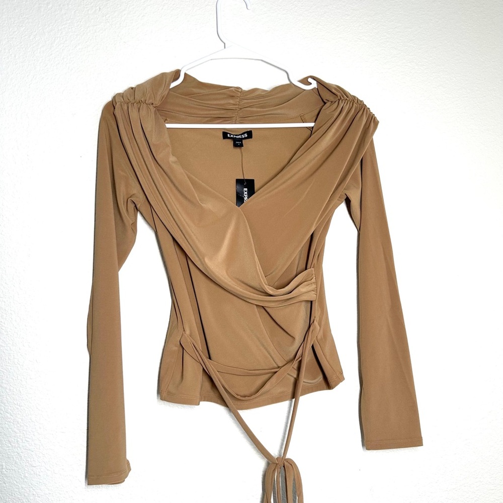 Express Tan Off-Shoulder Top - Picture 2 of 5
